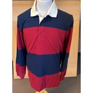 Lands' End Red and Blue Striped Polo Shirt